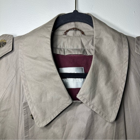 Stafford Executive Tan Trench Coat/Jacket with inner burgundy. Men’s size 42 Reg - Picture 5 of 16
